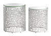 Reden Silver Glass and Aluminum Round Side Table Set