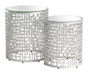 Reden Silver Glass and Aluminum Round Side Table Set