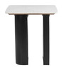 Fiora White & Black Marble and Mango Wood Square Side Table