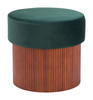 Boto Green Pine Wood and Polyester Storage Ottoman