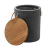 Beban Natural & Black Super Poly-Stone and Acacia Wood Side Table