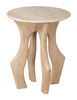 Eda Marble and Mango Wood Round Side Table in White and Natural