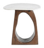 Vara White & Walnut Marble and Mango Wood Side Table