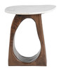 Vara White & Walnut Marble and Mango Wood Side Table