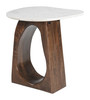 Vara White & Walnut Marble and Mango Wood Side Table