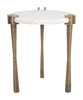 Rench White Natural Marble and Iron Round Side Table