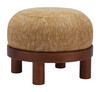 Gome Oat Yellow Rubberwood and Polyester Ottoman