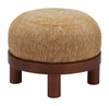 Gome Oat Yellow Rubberwood and Polyester Ottoman
