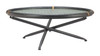 Aneis Black Glass and Fir Wood Round Coffee Table
