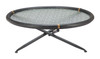 Aneis Black Glass and Fir Wood Round Coffee Table