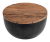 Duskan Natural & Black Pine Wood and Iron Storage Coffee Table