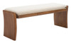 Lafa Beige Rubberwood and Polyester Bench