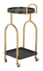 Zukei Black Oak Wood and Steel Round Bar Cart with Wheels