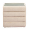 Soffice Beige Glass and Polyester Rectangular Nightstand