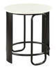Obel White & Black Natural Marble and Steel Round Side Table