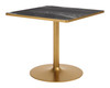 Caliza Black & Gold Tempered Glass and Steel Square Dining Table