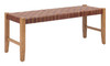 Bandani Brown Leather and Rubberwood Bench