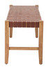 Bandani Brown Leather and Rubberwood Bench