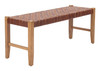 Bandani Brown Leather and Rubberwood Bench