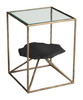 Ranol Brass Natural Marble and Glass Rectangular Side Table