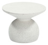 Corza White Poly Cement Round Coffee Table for Outdoor Use