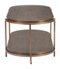 Niju Brown Fir Wood and Steel Oval Coffee Table