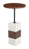 Stuk Brown & White Natural Marble and Mango Wood Round Side Table