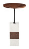 Stuk Brown & White Natural Marble and Mango Wood Round Side Table