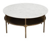 Bild White & Brass Natural Marble and Iron Round Coffee Table