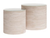 Carzo Stone Beige Tempered Glass Round Coffee Table Set