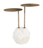 Anten Brass & White Natural Marble and Iron Round Side Table