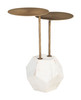 Anten Brass & White Natural Marble and Iron Round Side Table