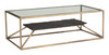 Ranol Brass Natural Marble and Glass Rectangular Coffee Table