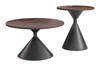 Rosk Walnut & Black Steel Round Coffee Table Set