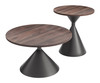 Rosk Walnut & Black Steel Round Coffee Table Set