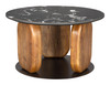 Pemba Multicolor Natural Marble and Mango Wood Round Coffee Table