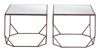 Arzon Bronze Glass and Steel Square Coffee Table Set