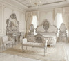 Majestic Silver-Leaf Bedroom Suite (Tufted Pearl & Antique Chrome Finish)