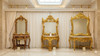 Antique Baroque Vanity Mirror Console Set