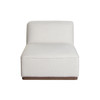 Aspen Modular Corner in Cream Fabric with Wood Trim, 38 x 38 x 29 Inches