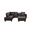 Brown 3-Piece Semi-PU Synthetic Leather Sectional with Left-Facing Chaise