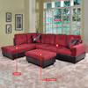 Red 3-Piece Flannel and PVC Sectional Sofa with Left-Facing Chaise and Lift-Top
