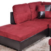 Red 3-Piece Flannel and PVC Sectional Sofa with Left-Facing Chaise and Lift-Top