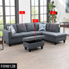 Dark Gray 3-Piece Flannelette Sectional Sofa with Right-Facing Chaise and Seats
