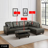 Taupe 3-Piece Flannel and PVC Sectional Sofa with Right-Facing Chaise and Seats