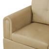 Beige 3-Piece Flannel Sectional Sofa with Right-Facing Chaise and Lift-Top