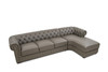 Brown Leather Chesterfield Sectional Sofa with Right-Facing Chaise and Sections