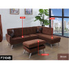 Brown 3-Piece Flannel Sectional Sofa with Right-Facing Chaise and Storage