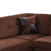 Brown 3-Piece Flannel Sectional Sofa with Right-Facing Chaise and Storage