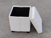 15-Inch White Boucle Storage Ottoman with Removable Lid and Black Legs